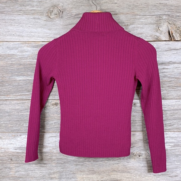 Aritzia Babaton Zander Ribbed Turtleneck Long Sleeve Raspberry Sz M - Picture 4 of 9
